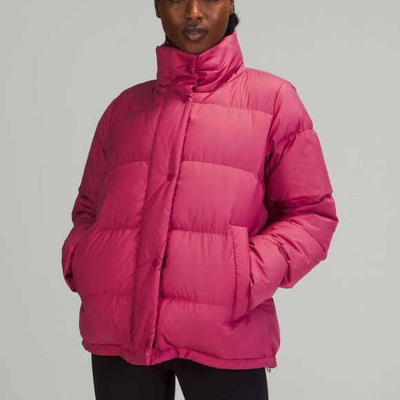 lululemon Wunder Puff Jacket Hooded Goose Down Coat Pink Lychee PLYC size 10 - Picture 1 of 14